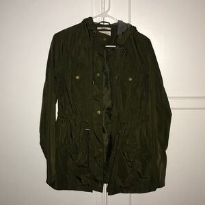Olive green button up jacket
